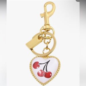 🆕 Gold Heart Cherry Keychain Charm - Women Accessories
